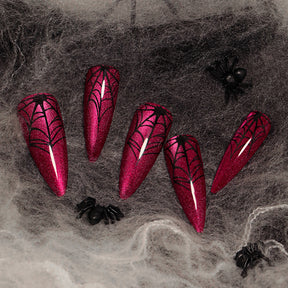 Red Cat Eye Pointed Fall Nails for Halloween Wholesale