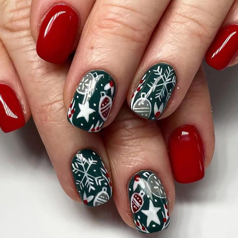 Removable Christmas Light Red Nail Tips