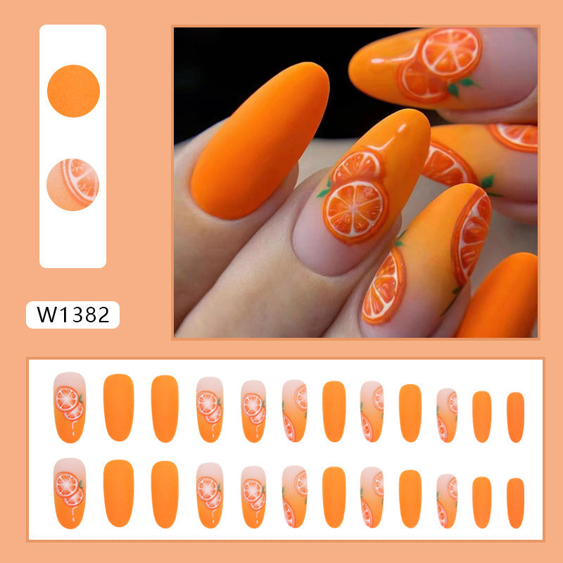 Elegant Oval Orange Matte Nails for Autumn