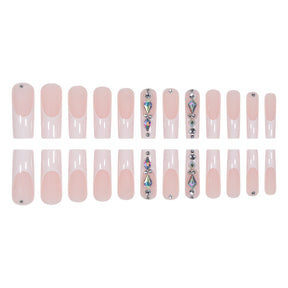 White French Crystal Fall Nails - Ready-to-Wear False Nails