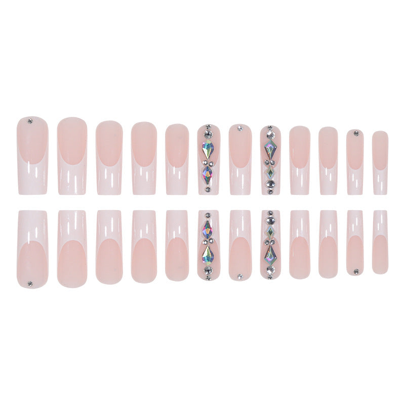 White French Crystal Fall Nails - Ready-to-Wear False Nails