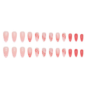 Almond French Flower Pink Nail Stickers