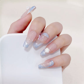 Chic Handmade Pearl Camellia Fall Nails, Trendy and Versatile Student-Friendly Nail Patches