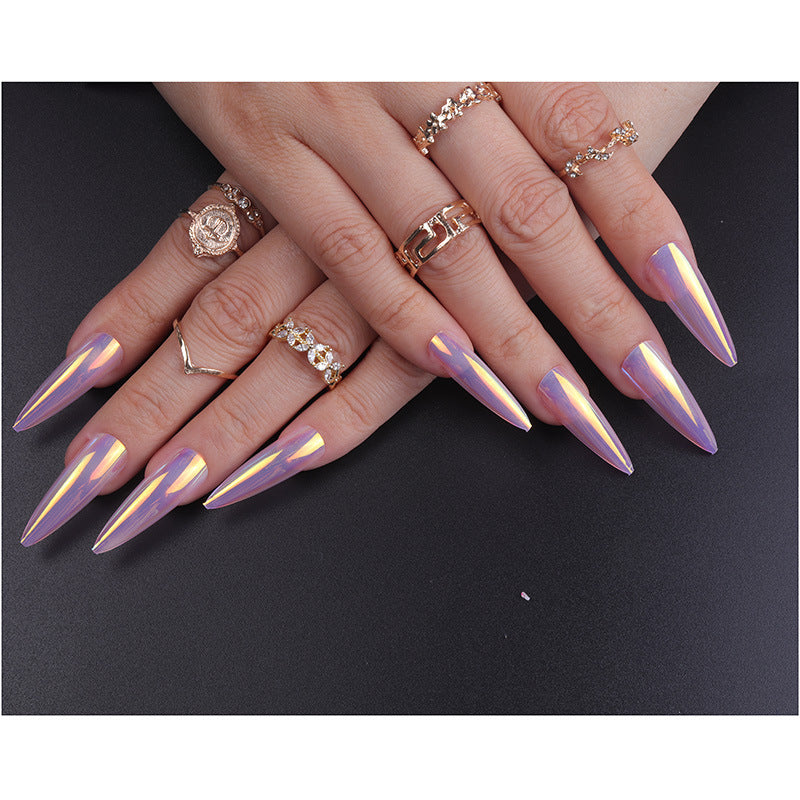 24-Piece Mirror Finish Electroplated Aurora Press-On Nails