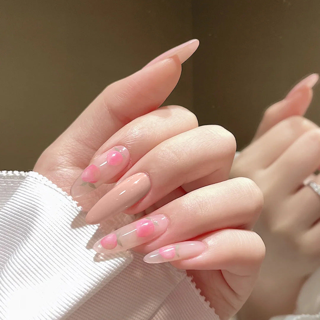 Detachable Peach Nail Tips for Fresh Look