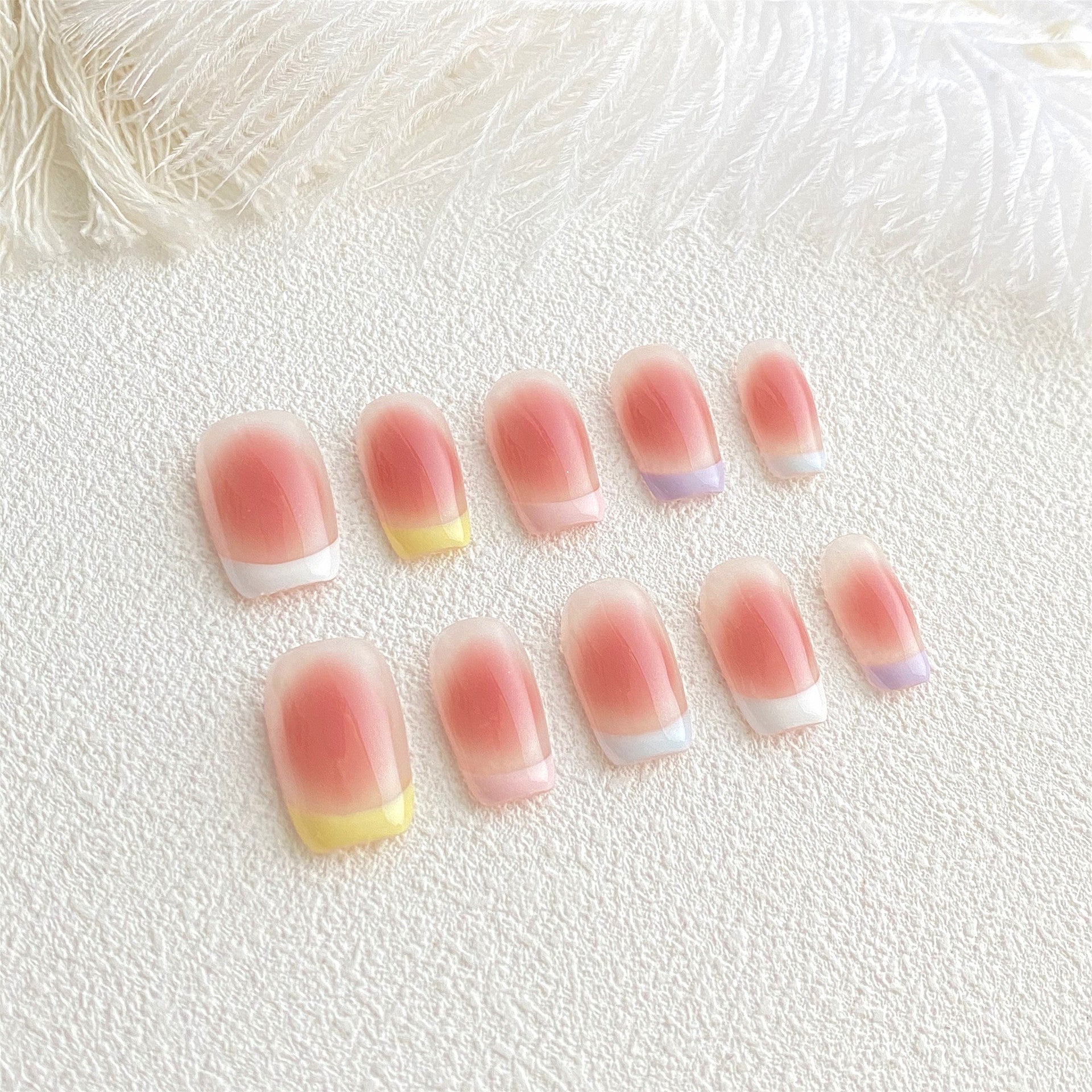 Chic Handmade Nude Macaron Fall Nails, Fashionable and Minimalist Nail Patches