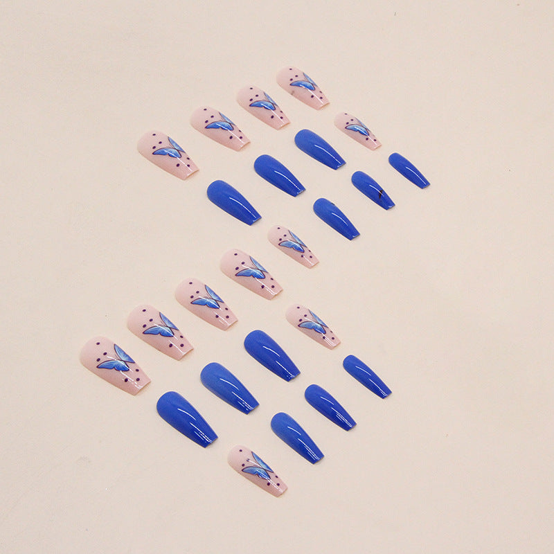 Cool Blue Butterfly Ballet Fall Nails, 24-Piece Fashion Set