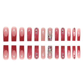 Classic Red Flower Hand & Foot Nails with Sparkle