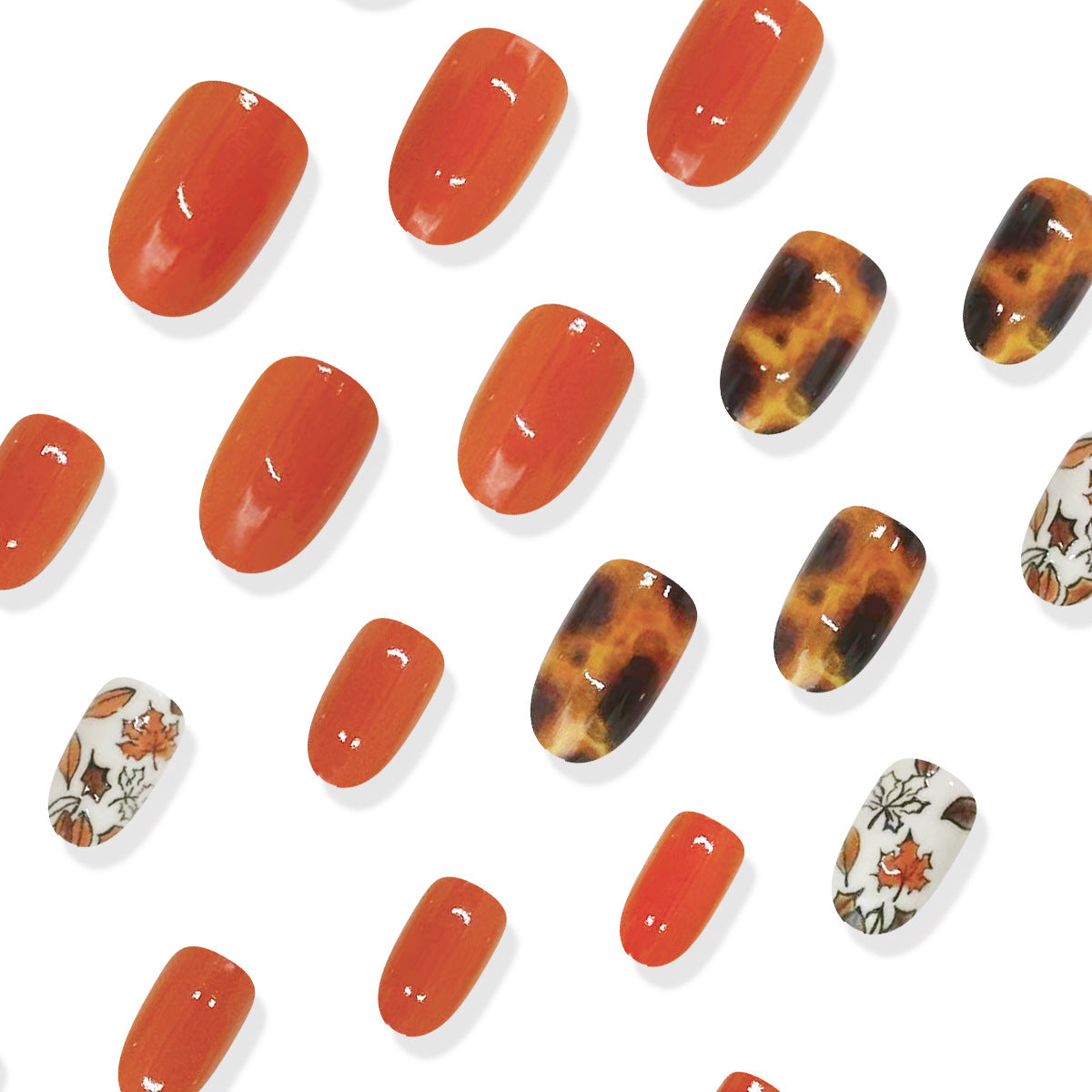 Simple Maple Leaf Amber Design Fall Winter Nail Tips