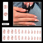 Pure Desire Duo-Tone Black White Wave Line Nails Euro Ins Style Almond Nails