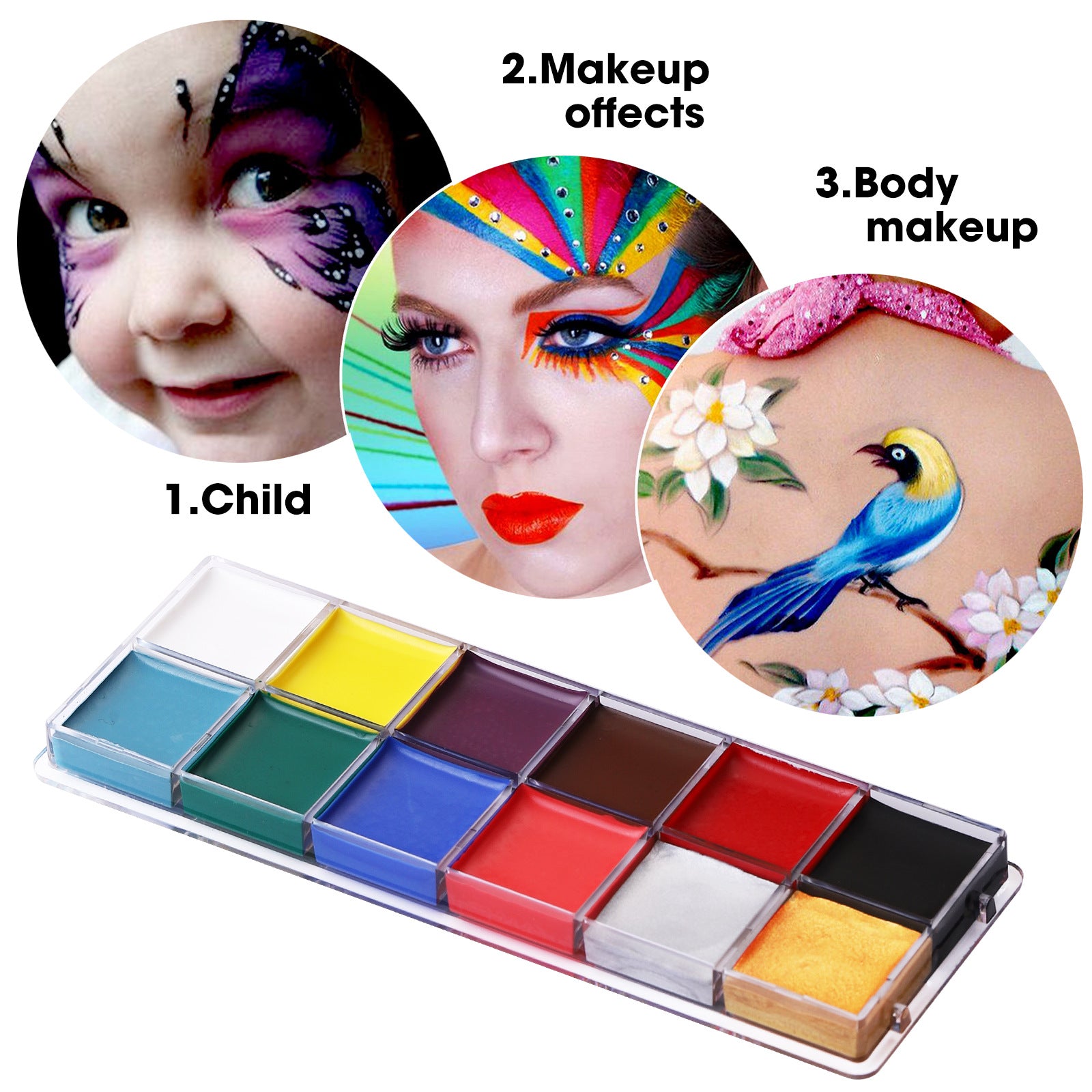 12-Color Halloween Face Paint Set