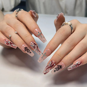 Chinese Dragon Nail Art with Cross Crystal Accents