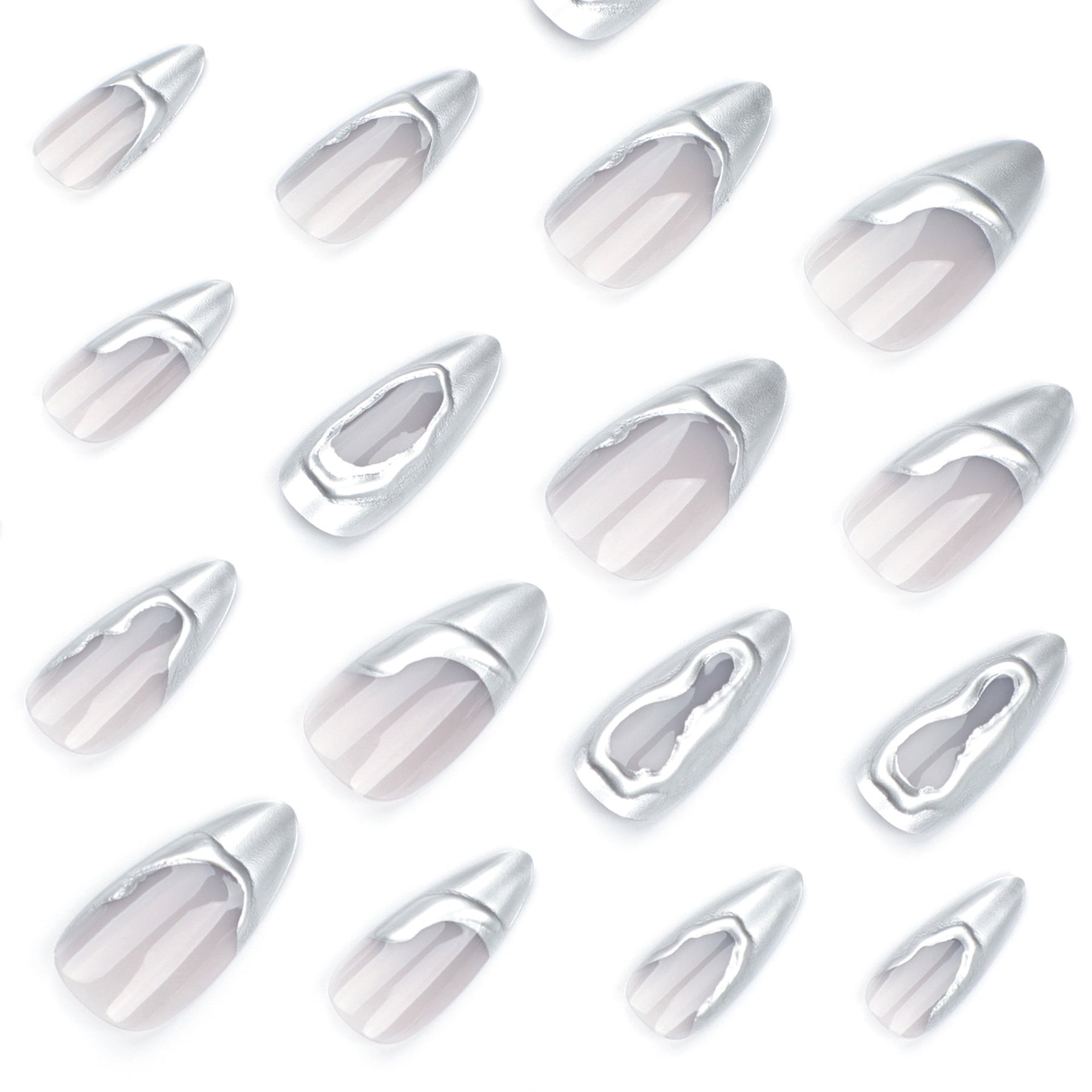 3D French Silver Mirror Nails, Popular Overseas