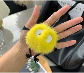 Cute Mink Fur Coal Ball Keychain - Car Charm