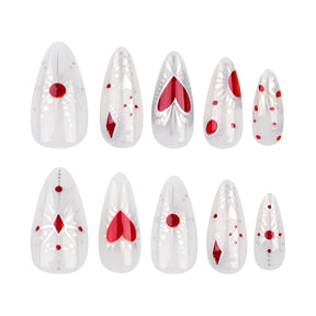 Red Heart Star Nails, Trendy Wear-On Tips