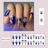 Royal Blue Almond French Tip Nail Tips