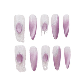 Chic Handmade Gradient Light-Catching Cat Eye Fall Nails, Trendy and Versatile Nail Patches