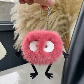 Cute Mink Fur Coal Ball Keychain - Car Charm