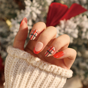 Christmas Press-On Fall Nails Set with Nail Tips