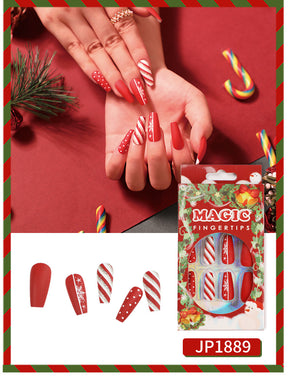 Christmas Press-On Fall Nails Set with Nail Tips