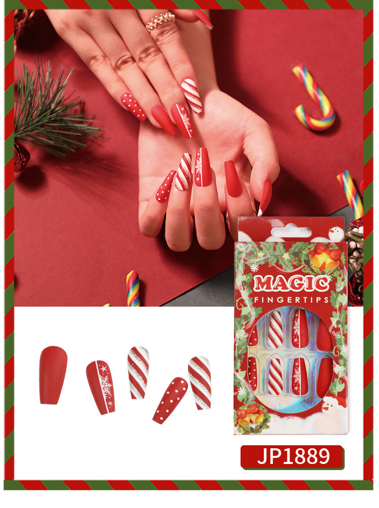 Christmas Press-On Fall Nails Set with Nail Tips