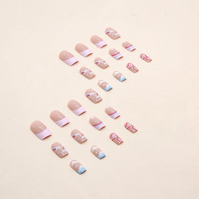 Cute Cloud Rainbow Heart Nails Ins Style French Tips