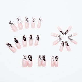 Dual-Color Wavy Long Ballet Nail Tips, Trendy