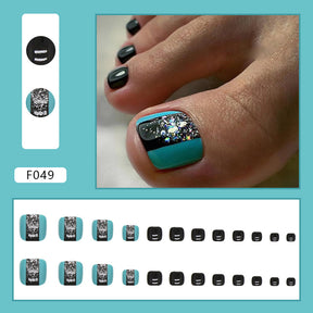 Simple Bicolor Lake Blue Toe Nails Shiny Sweet Cool