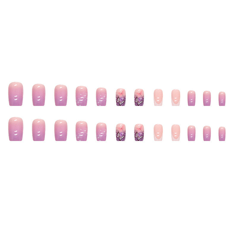 Pastel Grape Purple Gradient Nail Tips, Medium Length