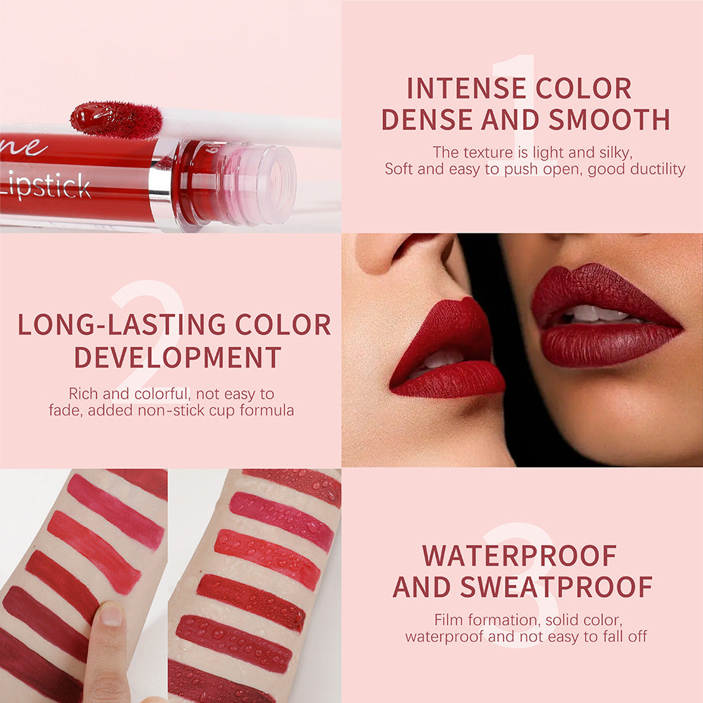 High-Pigment Matte Liquid Lipstick - Long-Lasting, Waterproof, Hydrating