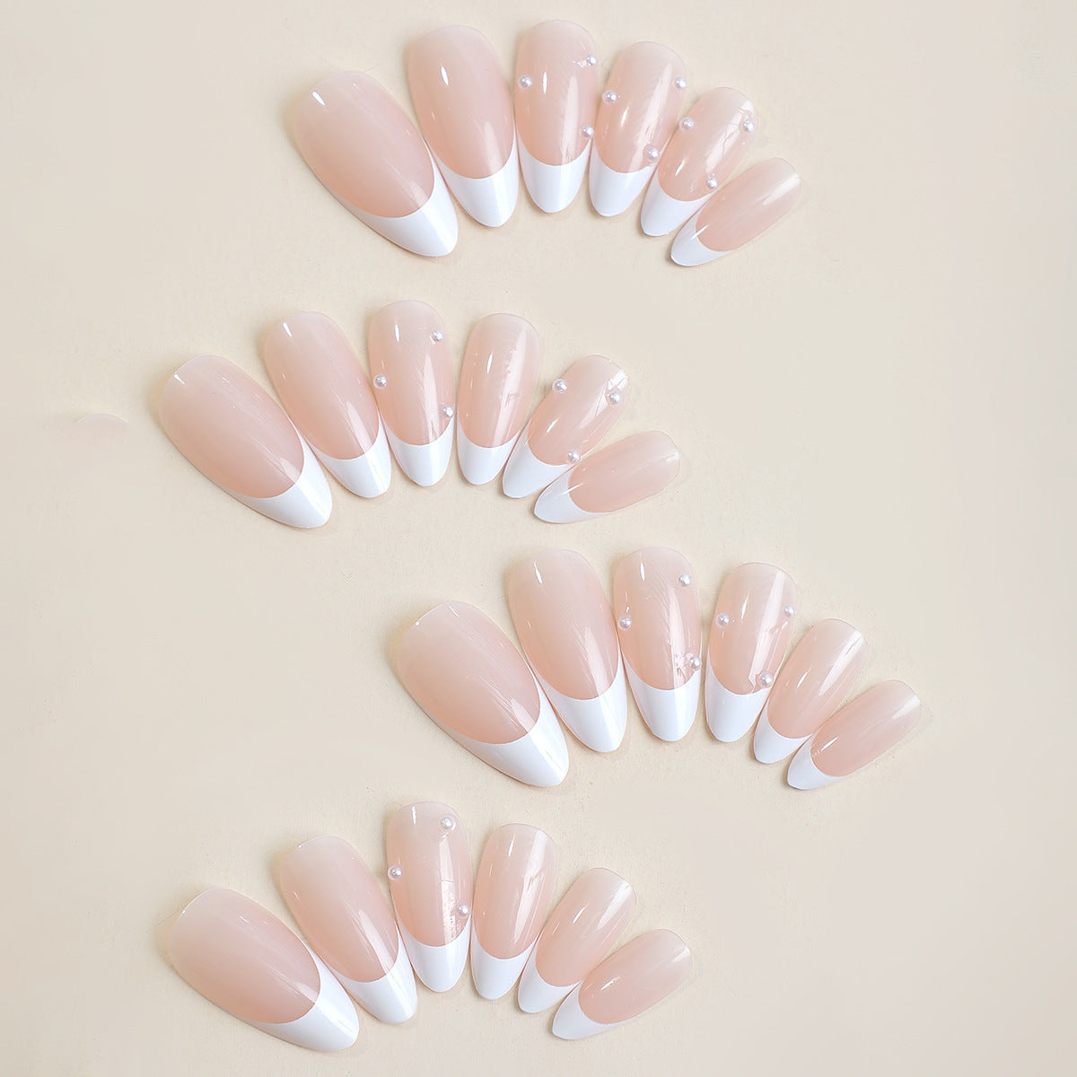 Handmade French Pearl Pink False Nails