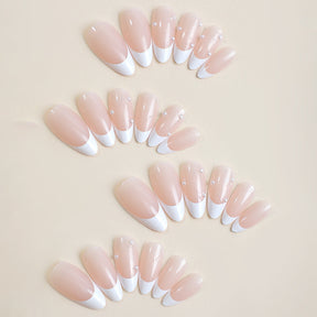 Handmade French Pearl Pink False Nails