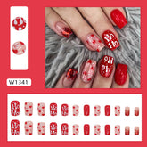 Red Christmas Heart Glitter Nails Sweet Ins Style