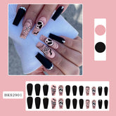 Skull and Bat Glitter Halloween Nail Tips