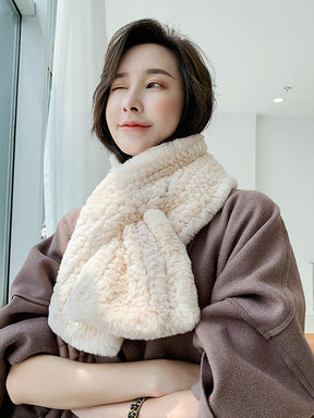 Wide Real Rabbit Fur Scarf - Cozy Winter Accessory