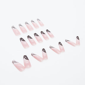 Dual-Color Wavy Long Ballet Nail Tips, Trendy