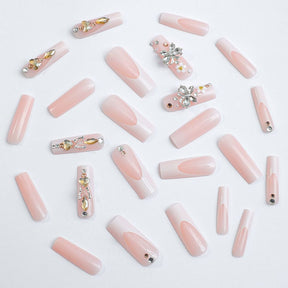 French Water Pipe Nail Tips with Alloy Butterfly Decor