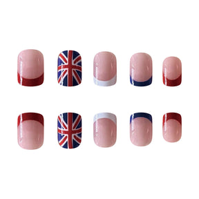 Coronation Day Red Blue White French Nails 2024