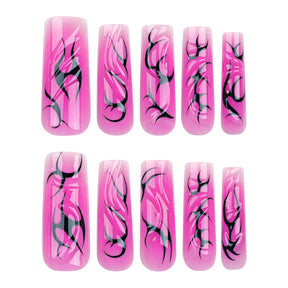 3D Ombre Long Square Nails, Trendy and Stylish