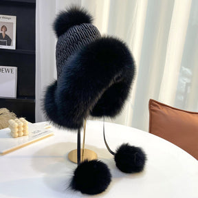 Cute Fox Fur Ear Flap Hat - Winter Warmth