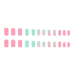 Pastel Pink & Green Ripple Duo-Tone Nail Wraps for Fall Nails