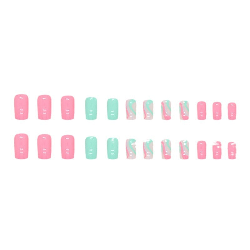 Pastel Pink & Green Ripple Duo-Tone Nail Wraps for Fall Nails