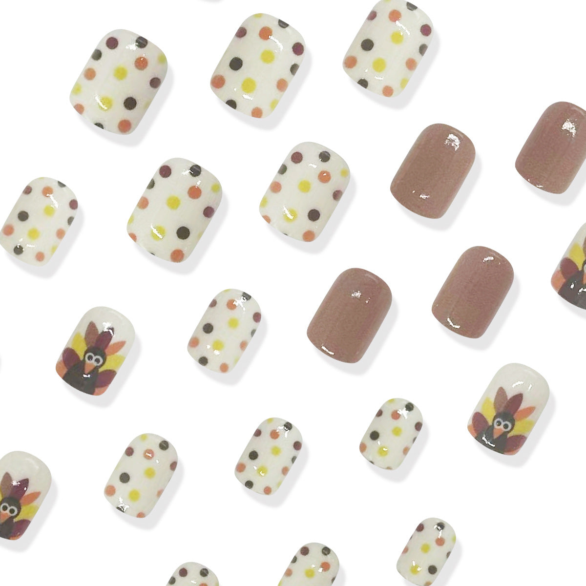 Autumn Turkey Polka Dot Short Square Nails