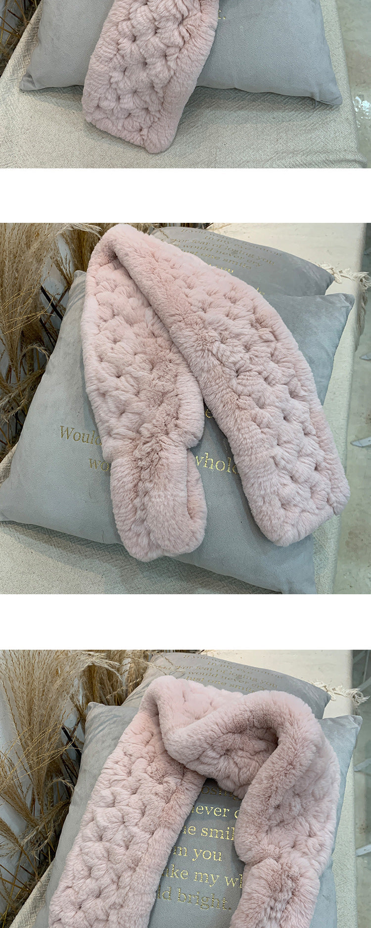 Soft Real Rabbit Fur Infinity Scarf - Korean Chic