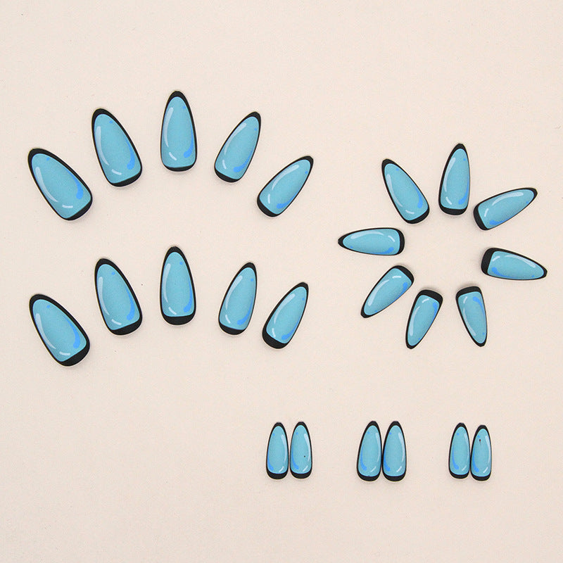 Anime-Inspired Almond Shape Light Blue Nails for Women