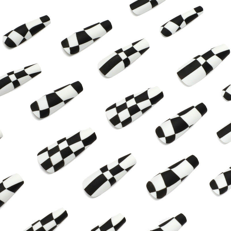 Black and White Checkerboard Milk Pattern Nail Wraps for Fall Nails