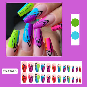 Colorful Hand-Painted Graffiti Nail Tips