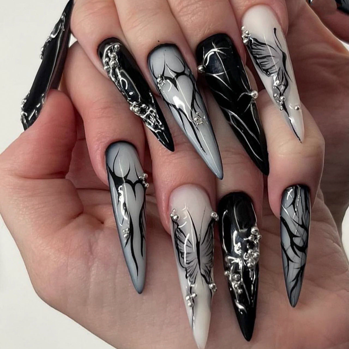 Dark Cool Heart Butterfly Fall Nails for Trendy Look