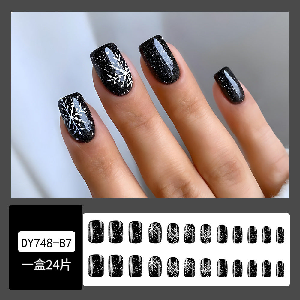 Christmas Minimalist Smoked Jelly Snowflake Removable Nail Tips