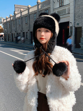 Cute Mink Fur Ear Flap Hat - Warm & Stylish Winter Hat